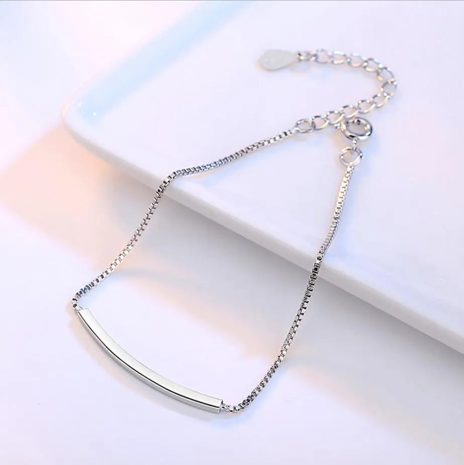 925 Sterling Silver Chain Bracelets Pure Sterling Silver 925 Simple Bracelets Jewelry Pulseras Pulseira es Plata