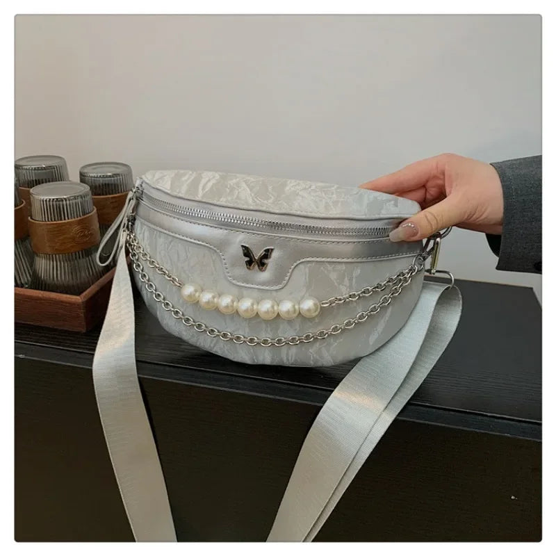 PU Car Stitching 2024 Hot Selling Waist Bag Zipper Bow Casual Chest Bag Versatile Soft Popular Trend Women's Crossbody Bag