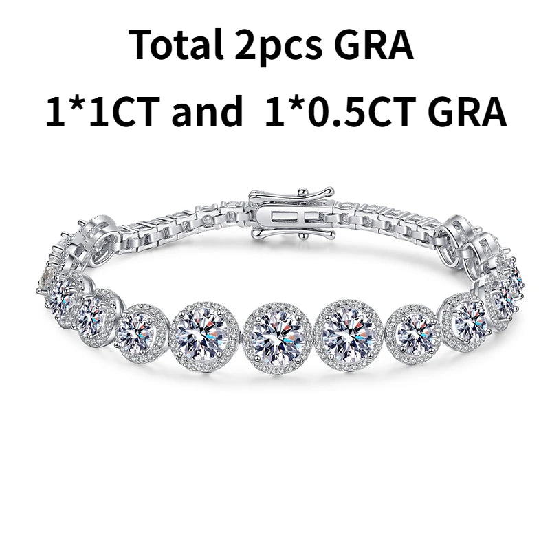 11.1CT Moissanite Tennis Bracelet Luxury Jewelry 925 Sterling Silver Chain