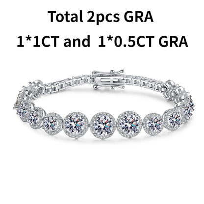 11.1CT Moissanite Tennis Bracelet Luxury Jewelry 925 Sterling Silver Chain