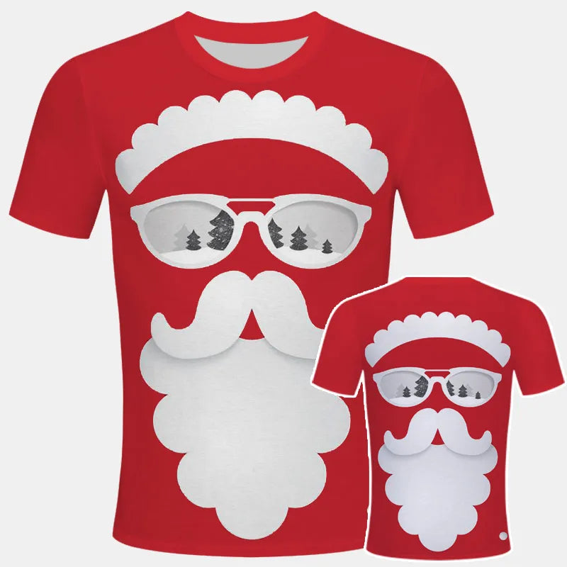 Men' Top Merry Christmas Graphic Man Santa Claus 3D Print Tshirt Male Casual Clothes Elk T Shirts Male Loose Top O-neck Tees