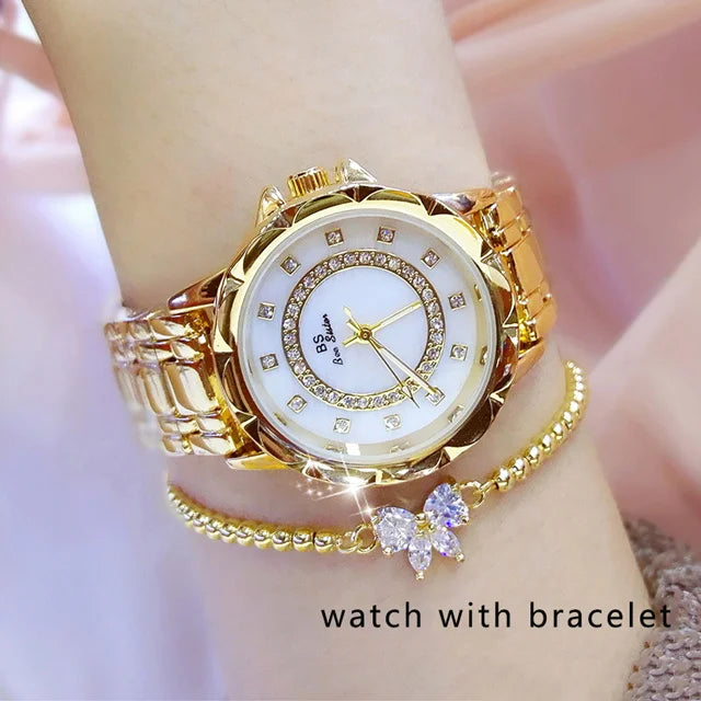 Top Luxury Brand Women Watches 2024 Rhinestone Elegant Ladies Wrist Watches Rose Gold Clock Watches For Women relogio feminino