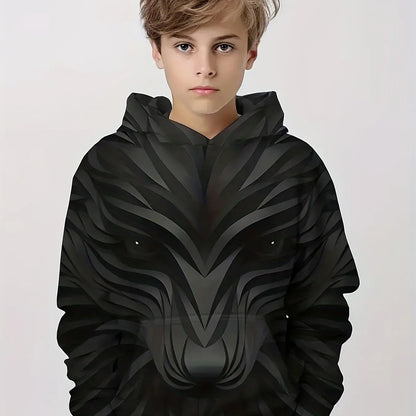 Boys Hoodies Long Sleeve 3D Tigers Print