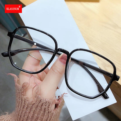 Transparent Anti Blue Light Glasses Women Large Frame Square Eyewear Oversize Computer Glasses Women Men Zero Lens Eyeglasses