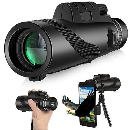 80X100 HD Astronomic Pofessional Monocular Telescope Long Range Zoom With Tripod Phone Clip For Outdoor Hunting Camping Tourism