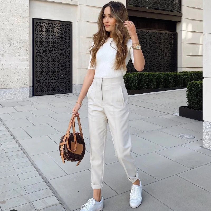 Fashion Office Wear High waist Pants