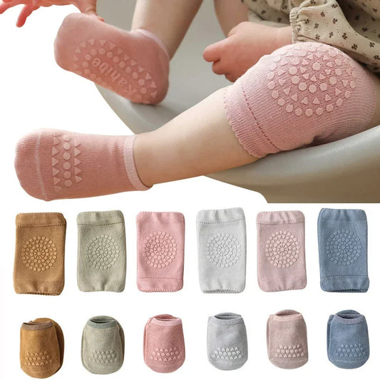 Baby Knee Pads Socks Set for Girls Boys Summer Solid Color Anti Slip Socks Kid Crawling Safety Floor Sock Leg Knee Protector