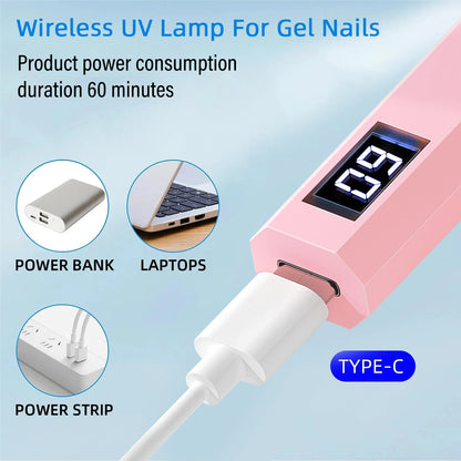 YIKOOLIN Convenient Handheld Nail Dryer Lamp UV/LED Nail Curing All Gel Polish Nail Art Tool USB Rechargeabl Quick Dry Nail Lamp