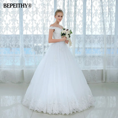 BEPEITHY Customized Fashion Backless Ball Gown Wedding Dress Vestido De Noiva Lace Bridal Gowns Princess Wedding Dresses Robe