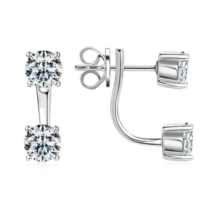 GRA Full Moissanite Stud Earrings Sparkling D Color