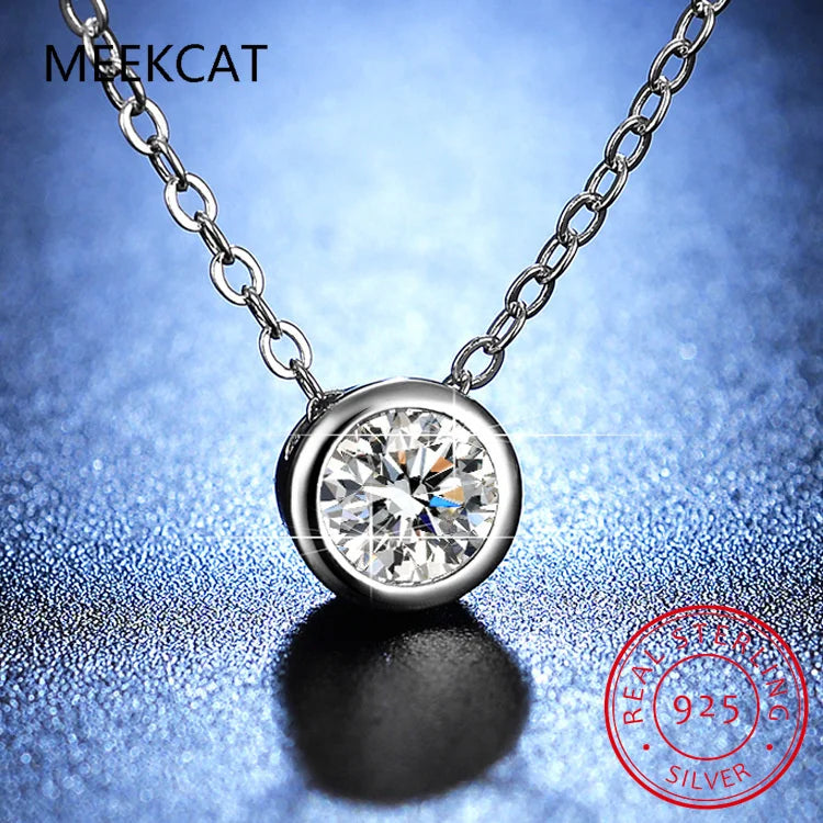 4mm 0.3ct D Color Moissanite Round Brilliant Cutting 18K Gold Plated 45cm 925 Sterling Silver Necklaces Wholesale