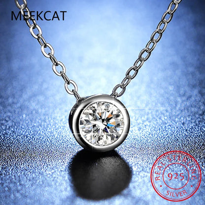 4mm 0.3ct D Color Moissanite Round Brilliant Cutting 18K Gold Plated 45cm 925 Sterling Silver Necklaces Wholesale