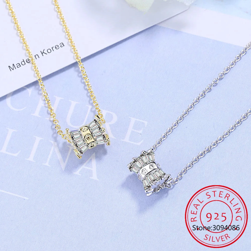 Real Moissanite Transfer Bead Necklace Passed Diamond Test S925 Sterling Silver Wedding Party Women's Fine Jewelry