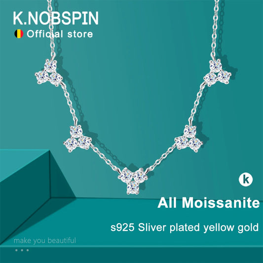 KNOBSPIN 3mm D Color Moissanite Necklace Lab Diamond GRA Certified Fine Jewelry 925 Sterling Silver Necklaces Wedding for Women