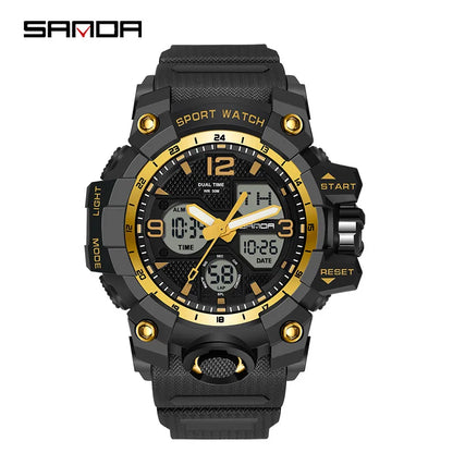 Watches For Men 50M Waterproof Clock Alarm reloj hombre 2024 Dual Display Wristwatch Quartz Military Watch Sport New Mens