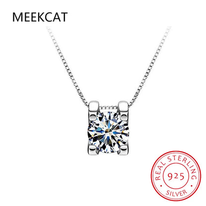 925 Sterling Silver 2ct Moissanite Diamond Necklace VVS1 D Color Pendant Necklace Wedding Jewelry for Women Girls Gift