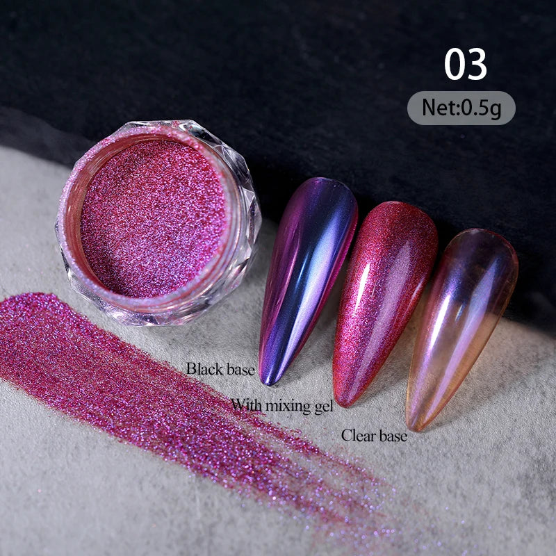 1Box Nail Mirror Glitter Powder Metallic Colorful Dust