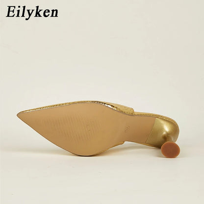 Eilyken New Spring Pointed Toe Women Pumps Gold Silver Mules Stiletto High Heel Shoes Sexy Stripper Party Ladies Sandals