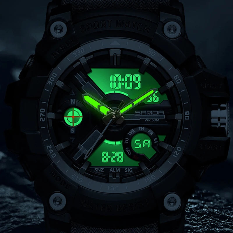 2024 Sports Digital Watches Men Dual Display Watches Quartz Waterproof Wristwatch Quartz Male Clcok Watch For relogio masculino