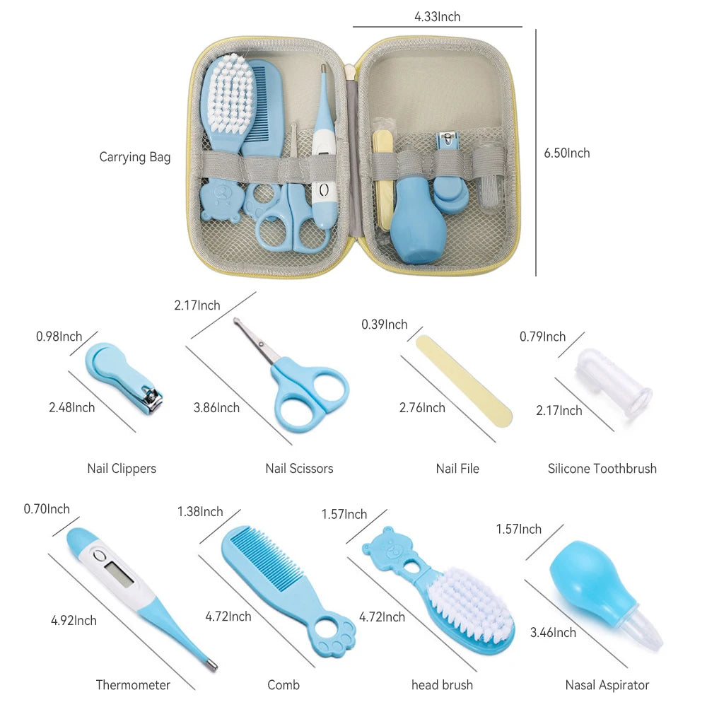 AnGku 8 sets Baby Care Tools Portable Hygiene Kit for Babies with EVA Box Grooming Kit for Newborn Baby