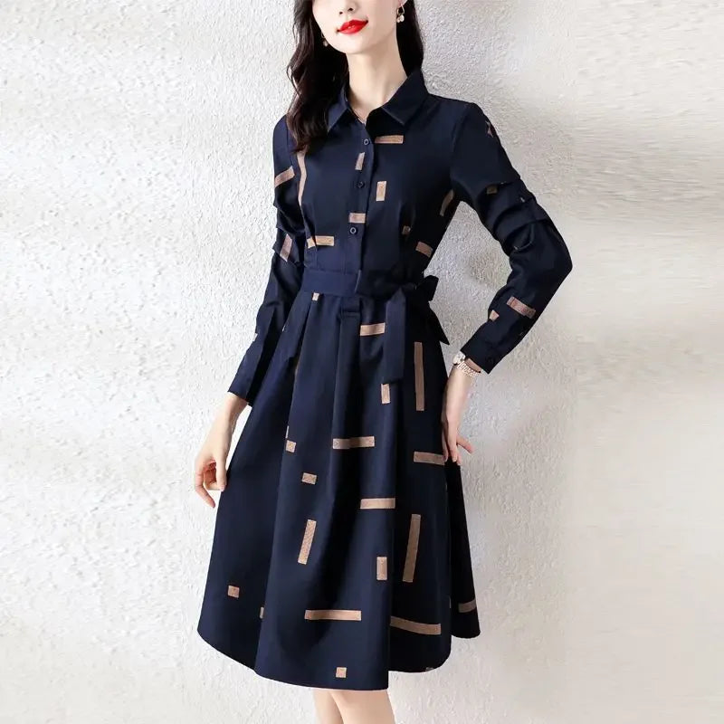 Spring Autumn Dresses for Women New In Midi Woman Long Sleeve Dress Casual Youth Korean Fashion Chic and Elegant Pretty Retro G