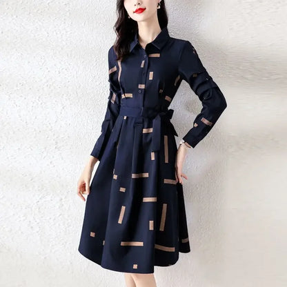 Spring Autumn Dresses for Women New In Midi Woman Long Sleeve Dress Casual Youth Korean Fashion Chic and Elegant Pretty Retro G