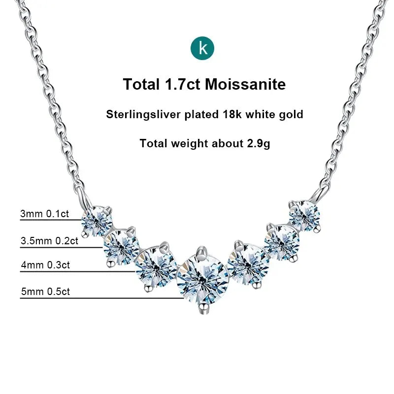 Real Moissanite Diamond Necklace for Woman Engagement Jewely with Certificates 925 Sterling Sliver Plated White Gold Necklace