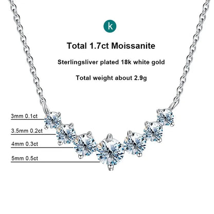 Real Moissanite Diamond Necklace for Woman Engagement Jewely with Certificates 925 Sterling Sliver Plated White Gold Necklace