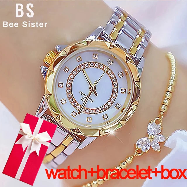 Top Brand Elegant Women Watches Luxury Rhinestone Ladies Wrist Watches Rose Gold Clock Watches For Women relogio feminino