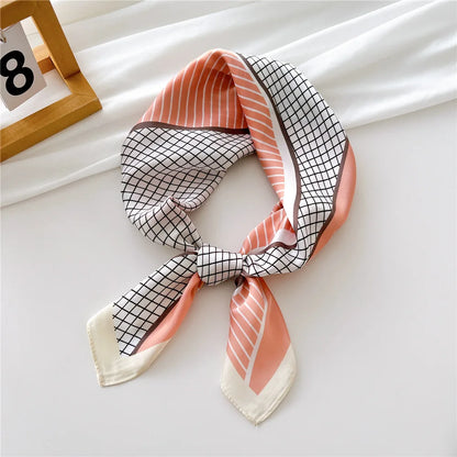 2023 New Print Silk Satin Headkerchief Women Luxury Design Neck Tie Scarf Female Hair Hand Wrist Foulard Shawl Hijab Bandana