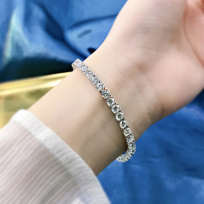 Pure Silver Of 17.5-18CM Tennis Bracelet Jewelry 2-4mm 5A CZ Eternal Gift For Wife Stunning Real 925 Jewellery