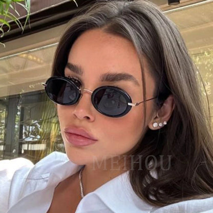 New Retro Style Oval Sunglasses Women Vintage Small Punk Future Sun Glasses Female Brand Gradient Glasses Goggles Shades