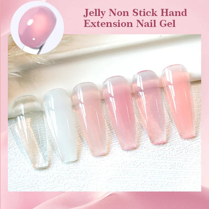 BORN PRETTY 15ml Clear Non Stick Hand Extension Gel Nail Polish for 3D Shaping Nail Art Solid Milky Jelly Hard Gel for Fake Nail