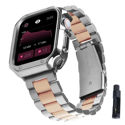 Stainless Steel Band+Case for Apple Watch Ultra2 Band 49mm 41mm 45mm 40mm 44mm 38mm 42mm TPU Cover Bracelet Series 9 8 7 6 SE 5