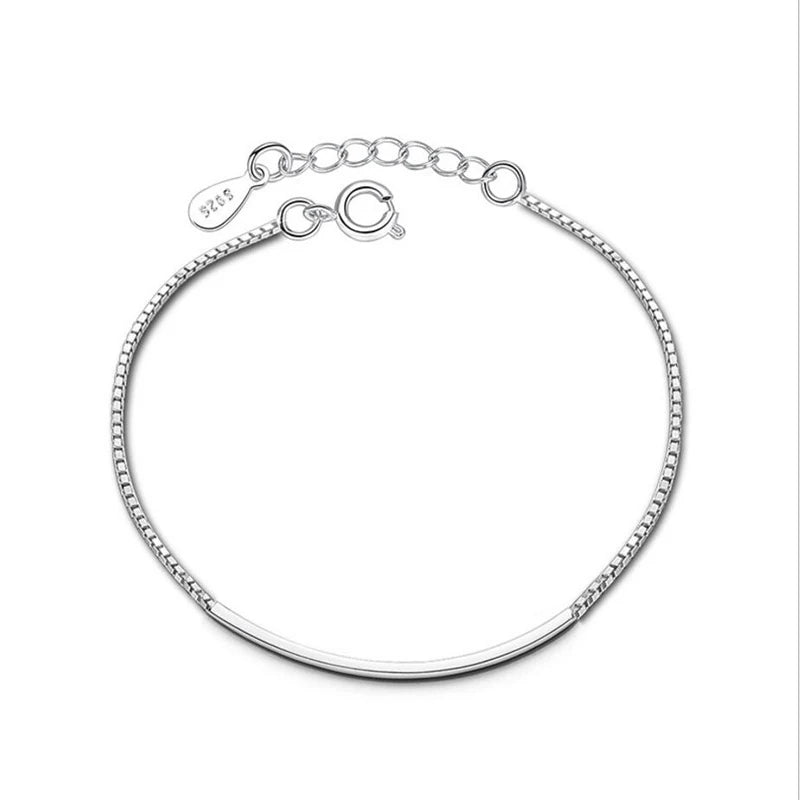 925 Sterling Silver Chain Bracelets Pure Sterling Silver 925 Simple Bracelets Jewelry Pulseras Pulseira es Plata