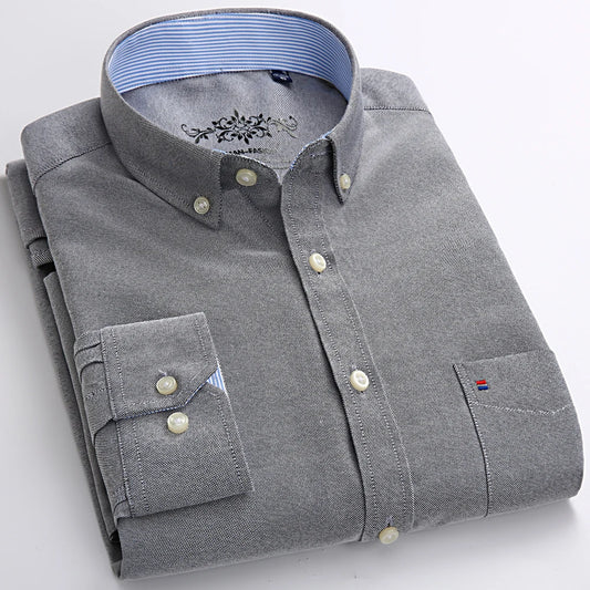 Men's Fashion Long Sleeve Solid Oxford Shirt