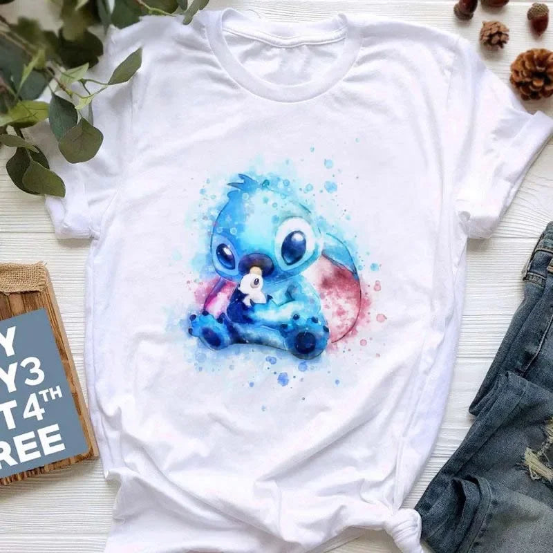 stitch T Shirt Women Summer Tops Cartoon