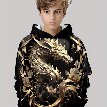 Boys Hoodies Long Sleeve Creative 3D Dragon Print