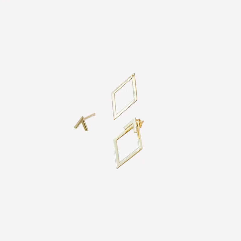 Retro Minimalist Geometric Square Detachable Triangles Stud Earrings for Women Fashion Jewelry Accessories Party Gifts