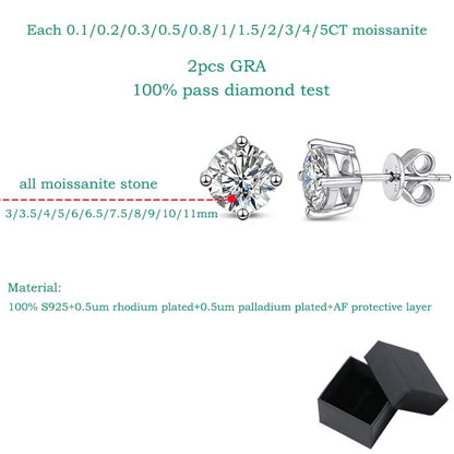 Test Passed Moissanite Studs Earrings