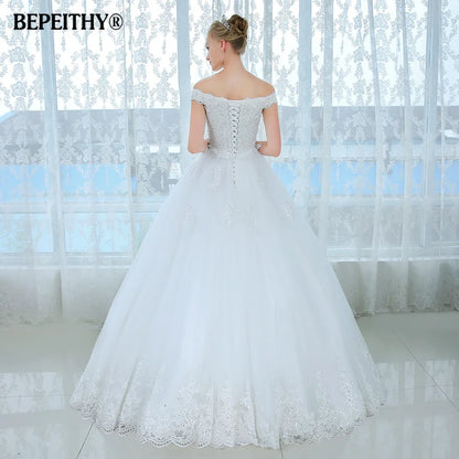 BEPEITHY Customized Fashion Backless Ball Gown Wedding Dress Vestido De Noiva Lace Bridal Gowns Princess Wedding Dresses Robe