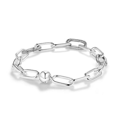 Genuine 925 Sterling Silver Charms Bracelets Fit Original Beads DIY Tulip Snake Bone Chain Bracelet