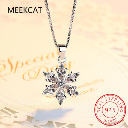 Real Moissanite Snowflake Pendant Necklace D Color VVS1 Lab Diamonds 925 Sterling Silver for Women Wedding Fine Jewelry