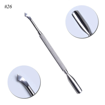 1Pcs Nail Cuticle Pusher Spoon Stainless Steel Cutter UV Gel Polish Removal Trimmer Dead Skin Manicure Accessories Tool JIA17