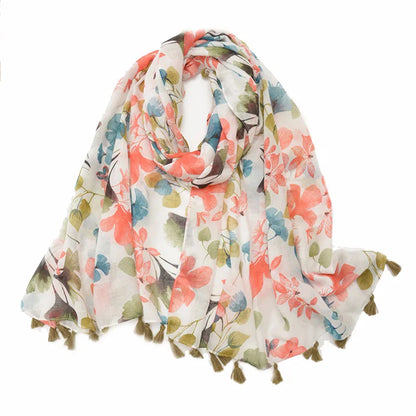 Newest Geo Floral Printing Luxury Brand Designer Shawls For Woman Female Sunsceen Hijabs