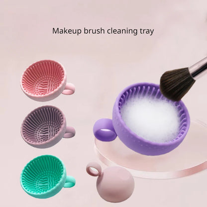 Makeup Brush Cleaner Folding Powder Puff Cleaning Bowl Eyeshadow Brushes Wash Clean Mat Beauty Tools Soft Silicone Scrubber Box