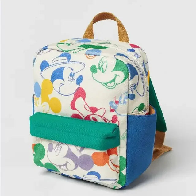 Disney Mickey Mouse Cartoon Fashion Backpack Women's Minnie Canvas School Bag Fashion Large Capacity Backpack Girls Mochila