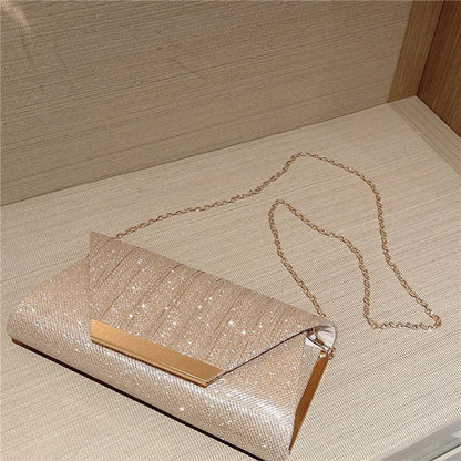 Women Exquisite Evening Bag Party Banquet Glitter Purse Lady Elegant Wedding Clutches Handbag Female Cocktail Chain Shoulder Bag