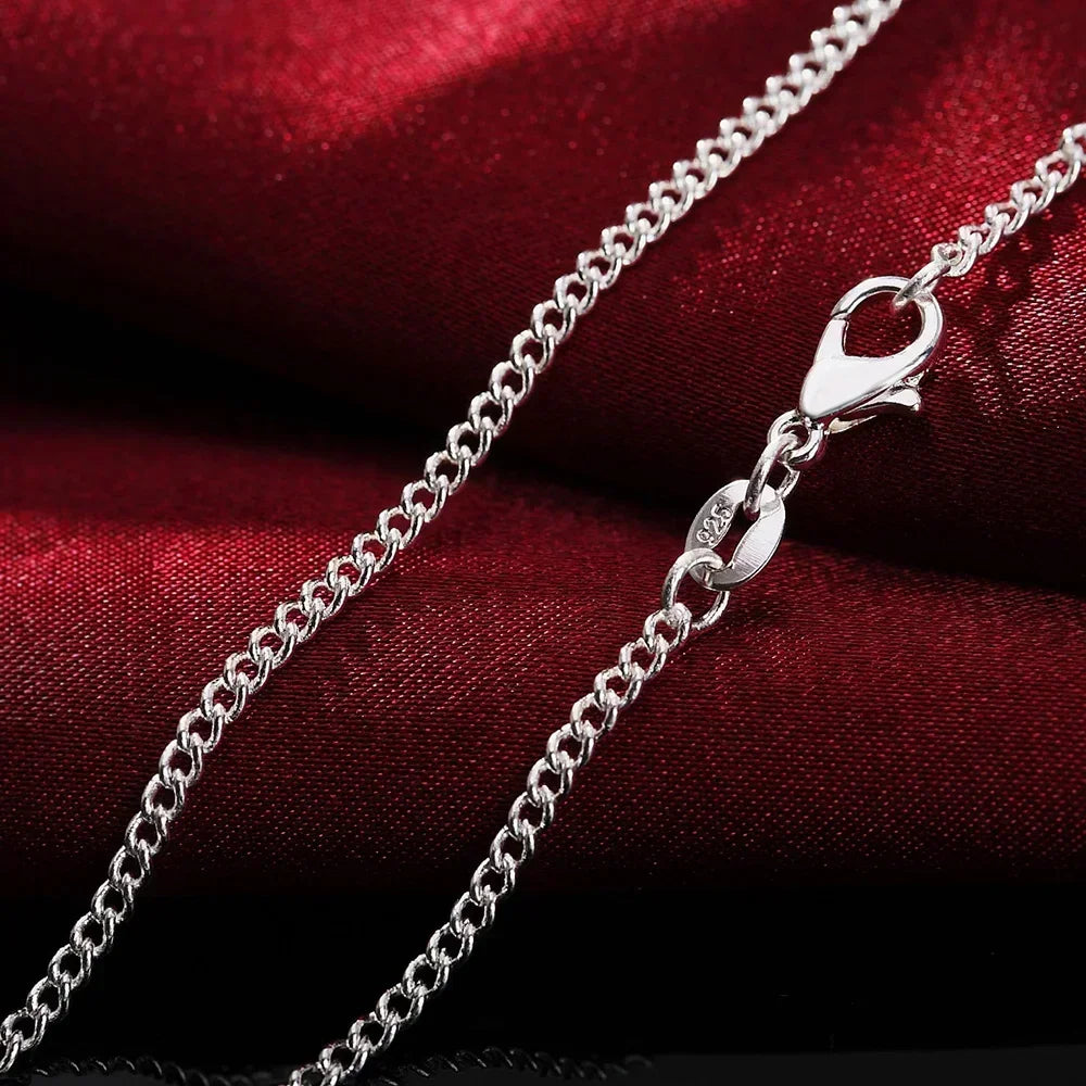 40-75cm 925 Sterling Silver Necklace 16/18/20/22/24/26/28/30 Inch 2MM String chain for Women Men for Jewelrys pendants