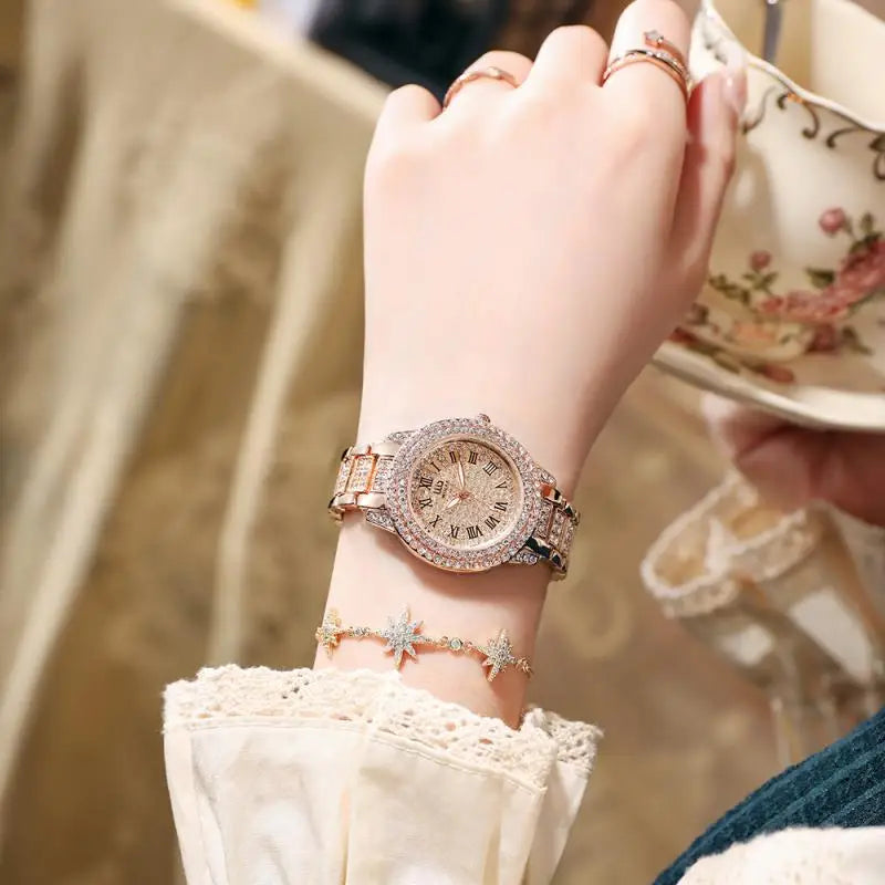 2024 Hot Sell Women Watches Top Brand Rose Gold Watches For Women Quartz Ladies For Watches Women Holiday Gift Skirt Accessories